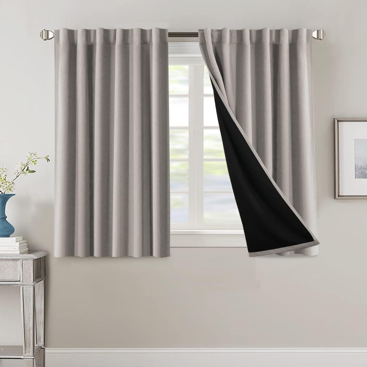 Blackout Curtains 2 Panels 100% Room Darkening 96 Inch Long – Triple Weave Thermal Insulated Back Tab & Rod Pocket Window Drapes for Bedroom & Living Room
