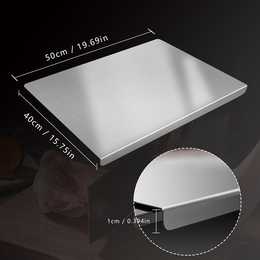 Stainless Steel Cutting Board Butcher Block 19.69x15.75 Inch Large Non-Slip Kitchen Chopping Board Rolling Prep Board