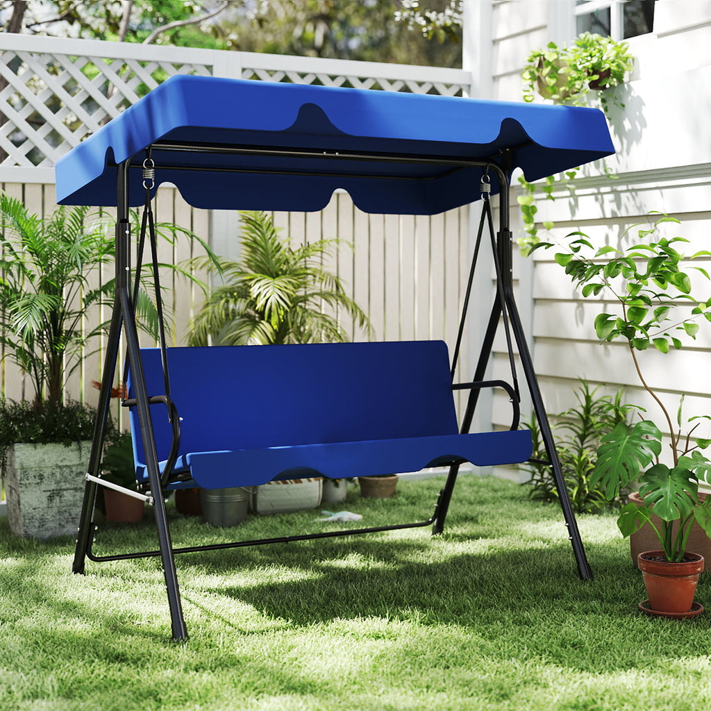 Outdoor Porch Glider Swing with Canopy Rust Proof Heavy Duty Steel Frame Adjustable Canopy Patio Furniture Garden Lawn Backyard Black Beige Brown Red Green