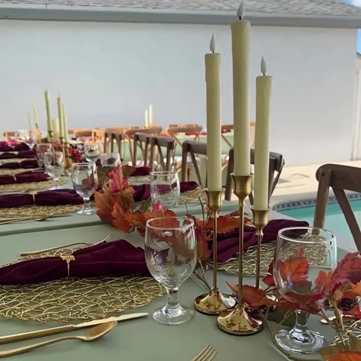 Copper Taper Candle Holders Set 30/36/48 Pcs Retro Minimalist Candlestick for Dining Table Wedding Birthday Christmas Fireplace Home Decor