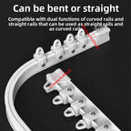 Flexible Bendable Curtain Track Rail System with Metal Hooks – Adjustable Window & Shower Curtain Rod for Bedroom & Bathroom | White | 4 Sizes