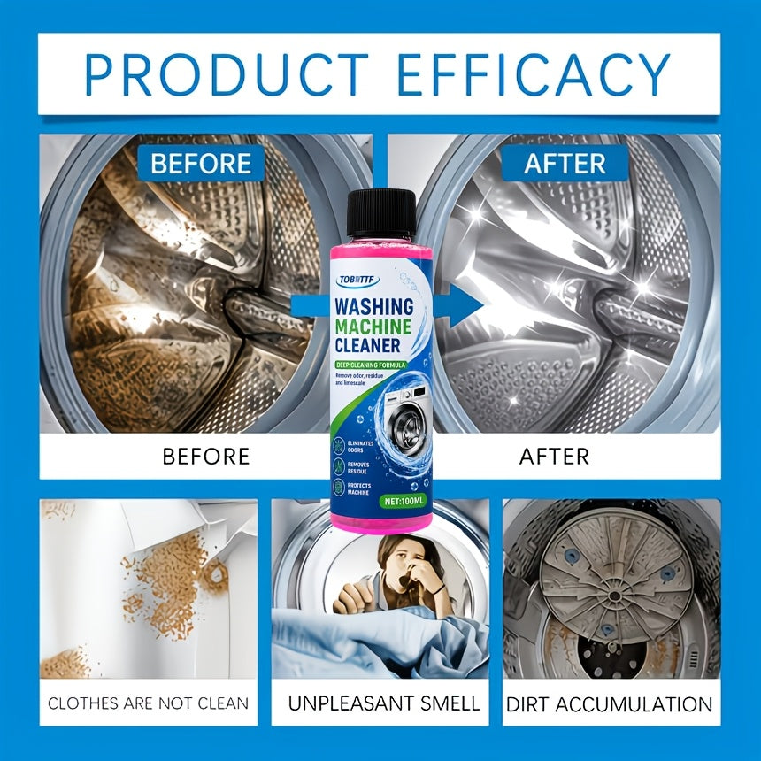 Washing Machine Cleaner Spray 100ml Citric Acid Formula - Deep Clean Descaler Odor Eliminator for Front Load & Top Load Washers Removes Scale & Detergent Residue