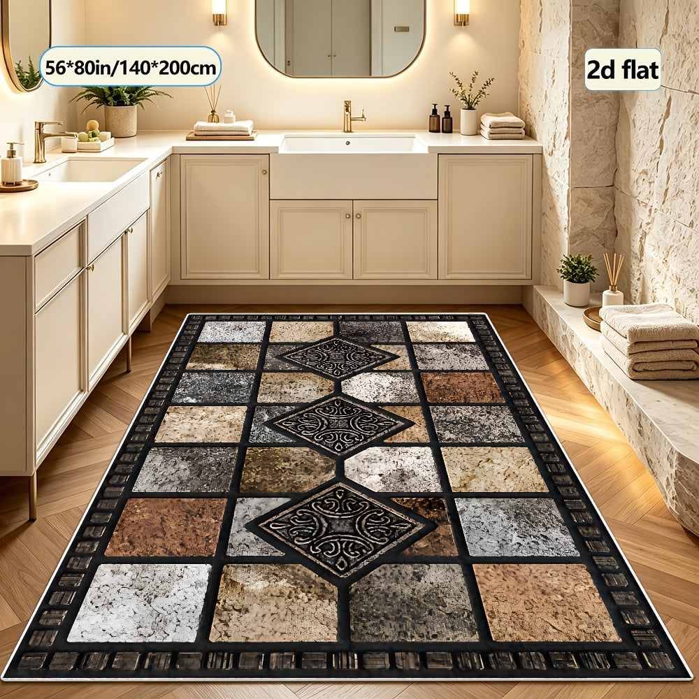 Vintage Art Area Rug Elegant Decorative Accent for Living Room Bedroom Office Study – Easy Clean Warm Cozy Home Decor Multiple Sizes