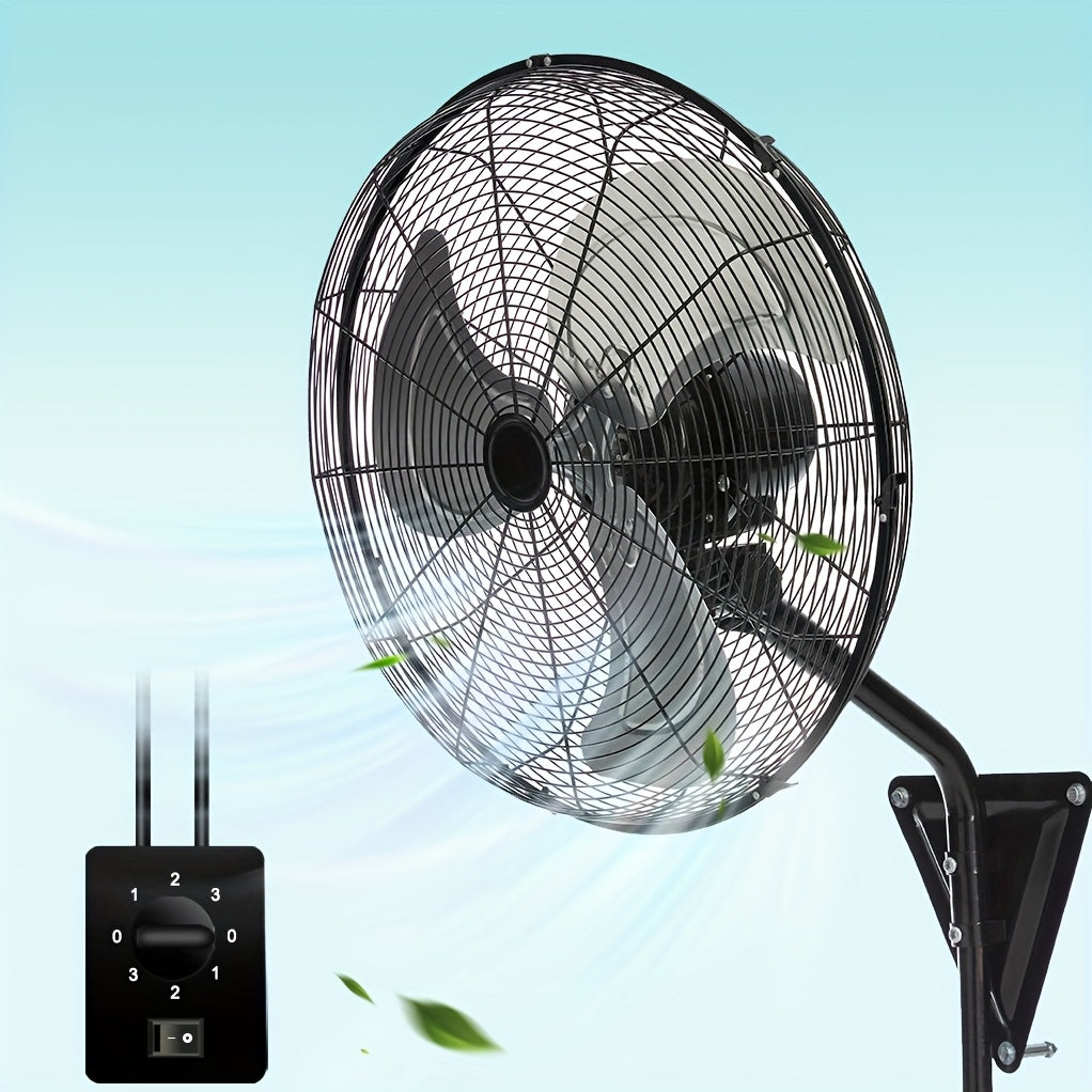 Industrial Wall-Mount Oscillating Fan – 7000 CFM High Velocity, 3-Speed, 120° Auto-Swing, Ultra-Quiet <55dB, for Home, Garage & Warehouse | 20” / 24” / 30”