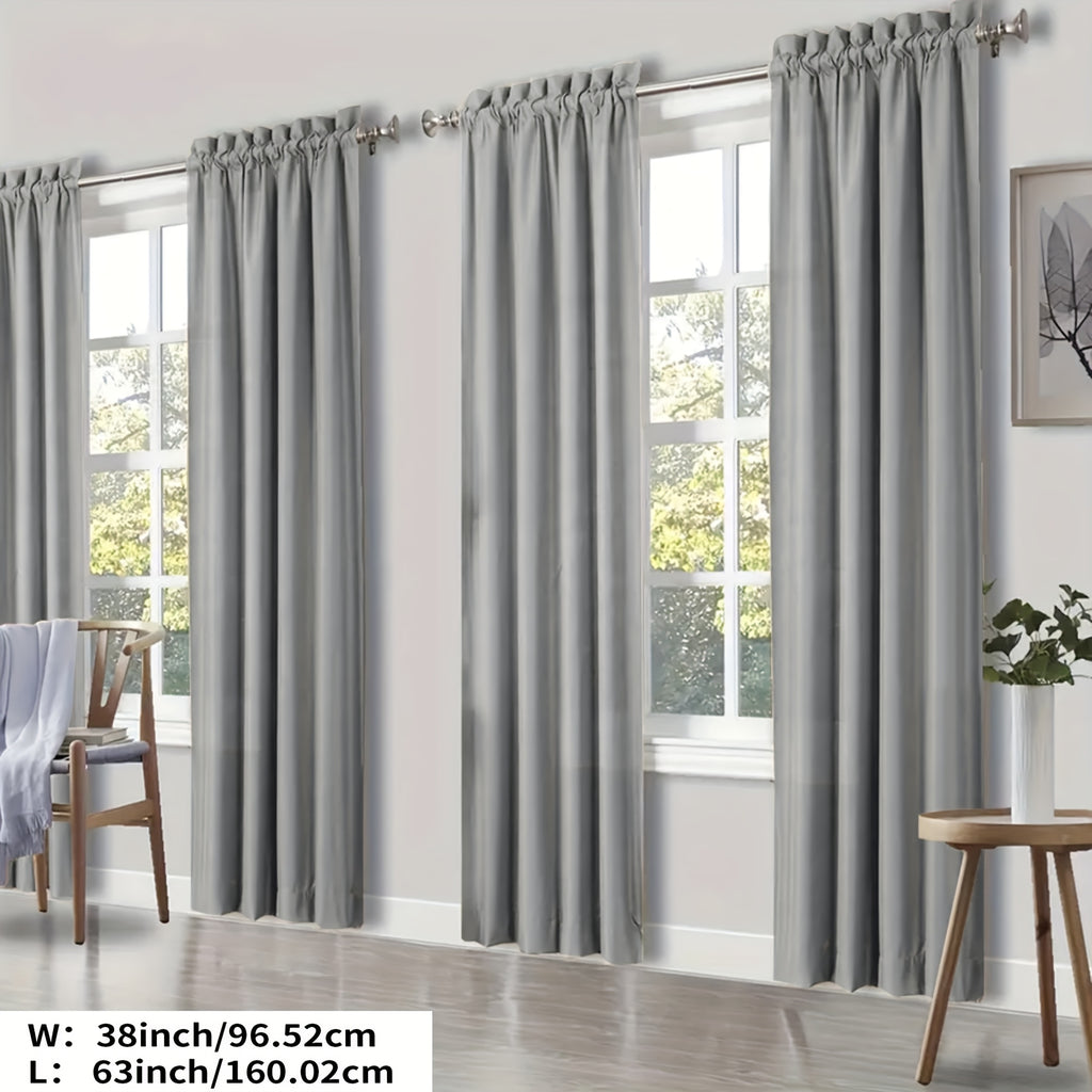 100% Blackout Curtains Rod Pocket 4 Panels - Thermal Insulated Energy Saving Drapes for Bedroom Living Room, 38" & 52" Wide 54"–108" Long, 7 Colors