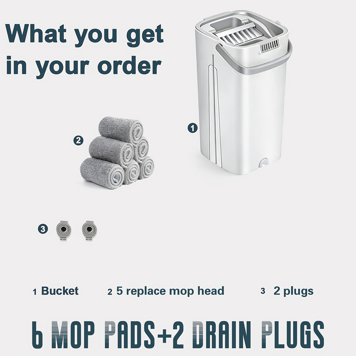 Rotating Flat Mop and Bucket Set with 6 Replaceable Microfiber Pads, Hands-Free Wringing Flexible Spin Mop for Wet Dry Floor Cleaning, Household Cleaning Tools for Hardwood Tile Laminate