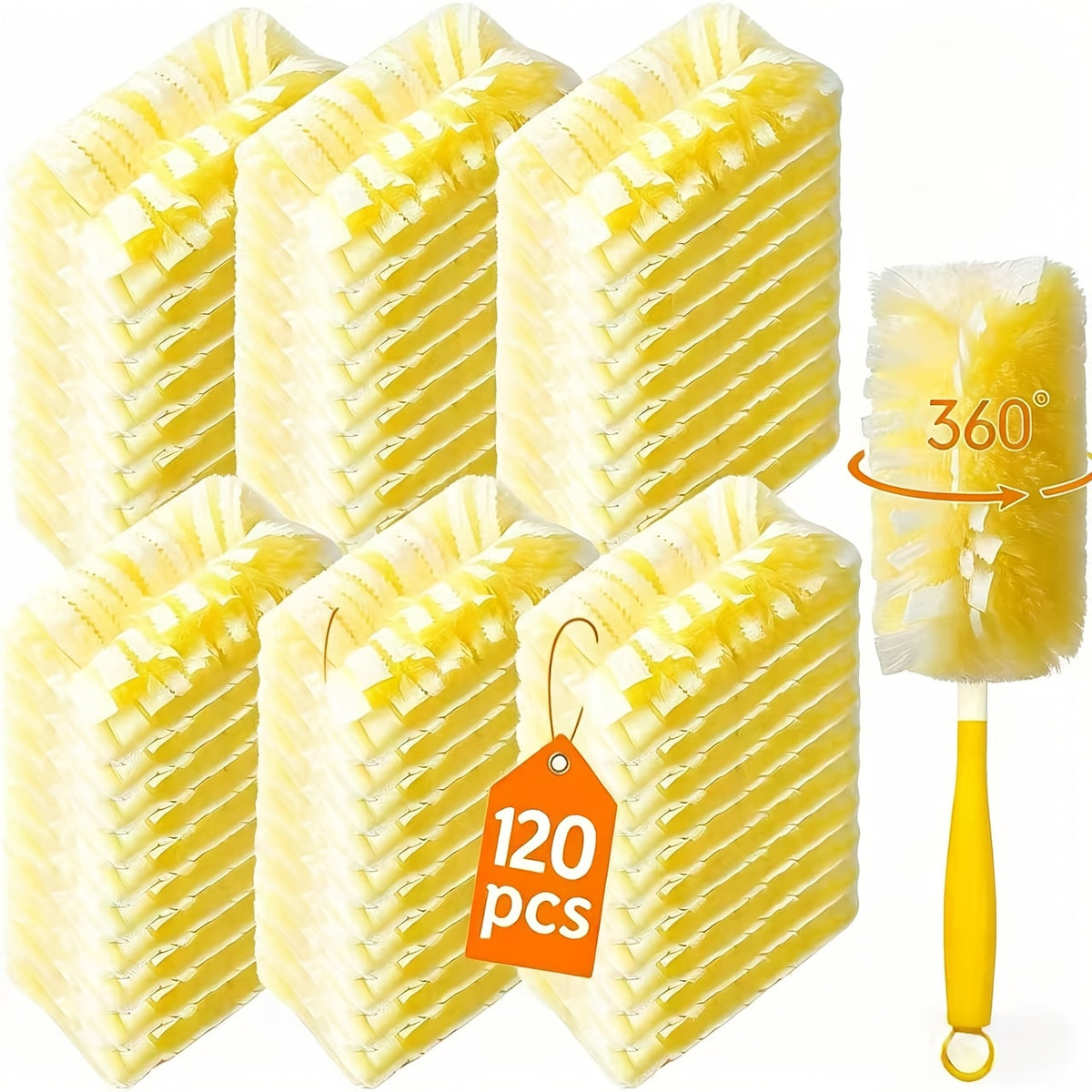 Electrostatic Microfiber Duster Refills with Handle – Swiffer-Compatible Disposable Dusters for Multi-Surface Home Cleaning, 29/61/122 Count