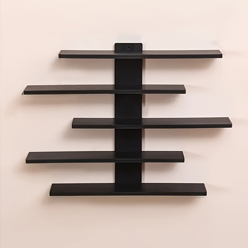 5-Tier Floating Wall Shelves Adjustable Display Rack – Modern Fiberboard Collectible Shelf for Action Figures, Building Blocks, Dolls & Statues, Decorative Storage Unit for Home & Office