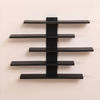 5-Layer Fiberboard Wall Display Shelf – Multifunctional Adjustable Wall-Mounted Rack for Statues, Figurines, Collectibles & Home Office Decor, Black or White, 1/2/4 Piece