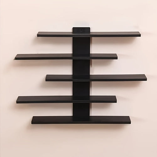 5-Layer Fiberboard Wall Display Shelf – Multifunctional Adjustable Wall-Mounted Rack for Statues, Figurines, Collectibles & Home Office Decor, Black or White, 1/2/4 Piece
