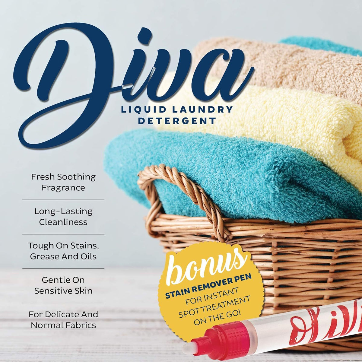Tyler DIVA Glamorous Wash Laundry Detergent 1/2 Gallon – Luxury Scented Liquid Detergent for Delicate Fabrics, Lingerie & High-Thread Sheets, Includes Stain Remover Pen & Fresh Scented Sachet
