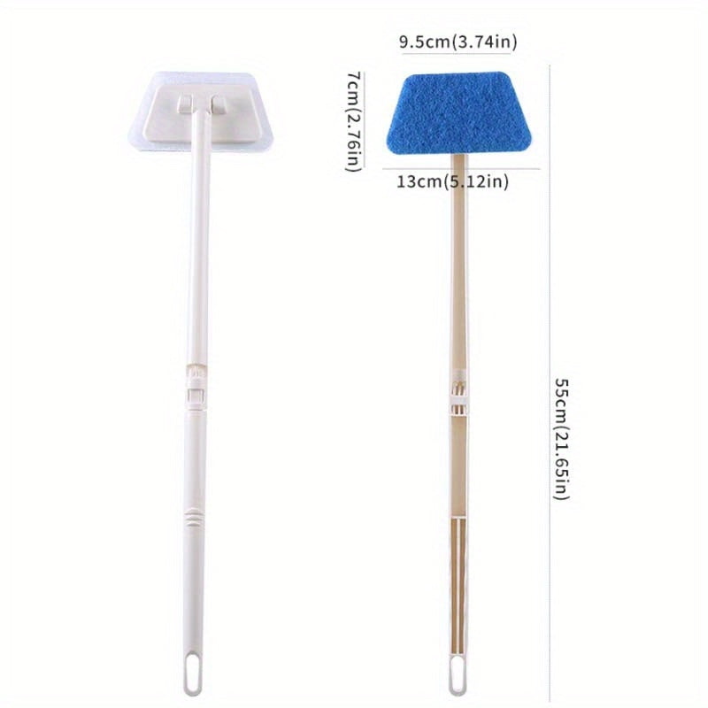 2-in-1 Bath Scrubber & Squeegee 16-Piece Cleaning Brush System with 22" Handle – 90° Rotating Head, Replaceable Sponge, Nylon Bristles for Bathroom, Kitchen, Patio & Outdoor Surfaces