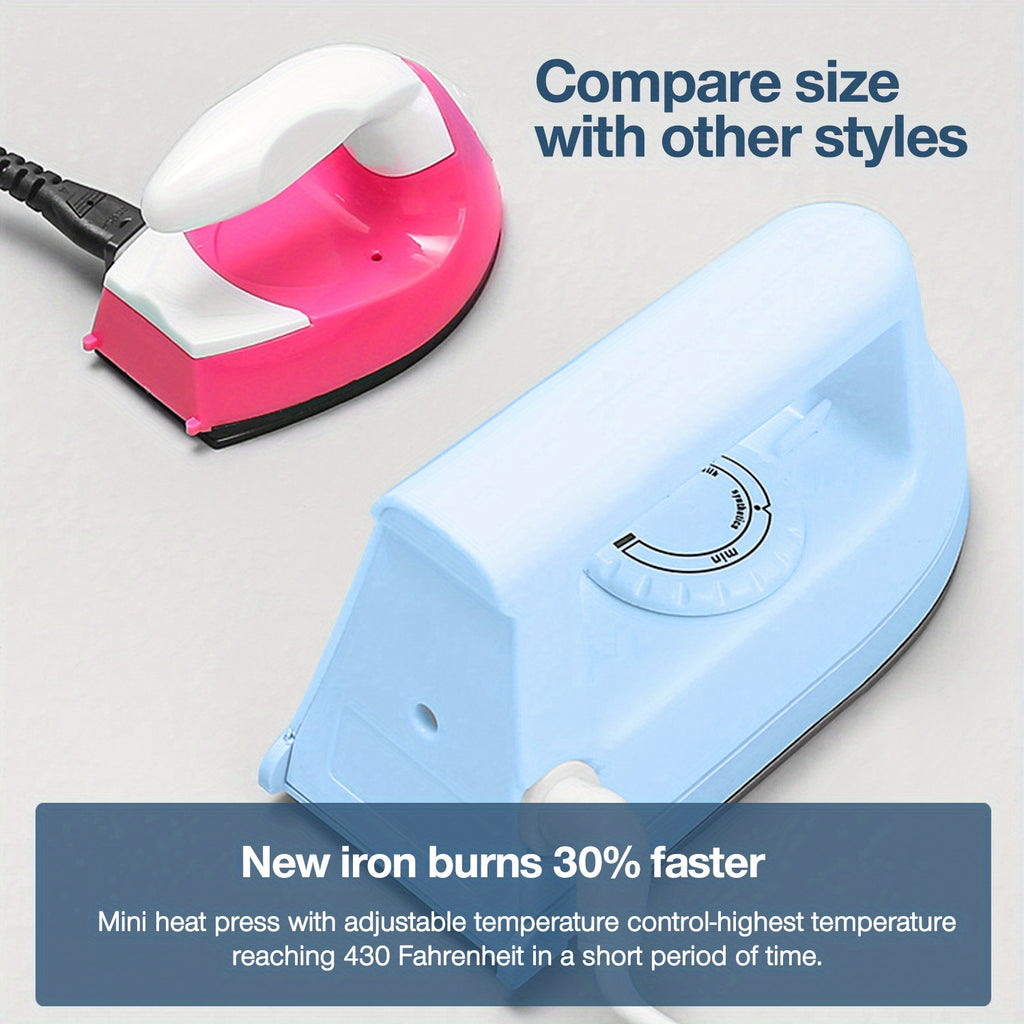 Compact Mini 400W Portable Heat Press with Charging Station – For T-Shirts, Footwear, Bags & Vinyl Projects, Travel & Home Use | Light Blue, Light Purple & White