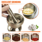 Stainless Steel Mortar and Pestle Set with Manual Spice Grinder - Heavy Duty 304 Stainless Pounding Pot for Grinding Herbs, Garlic, Pepper & Spices, Kitchen Cooking Tool