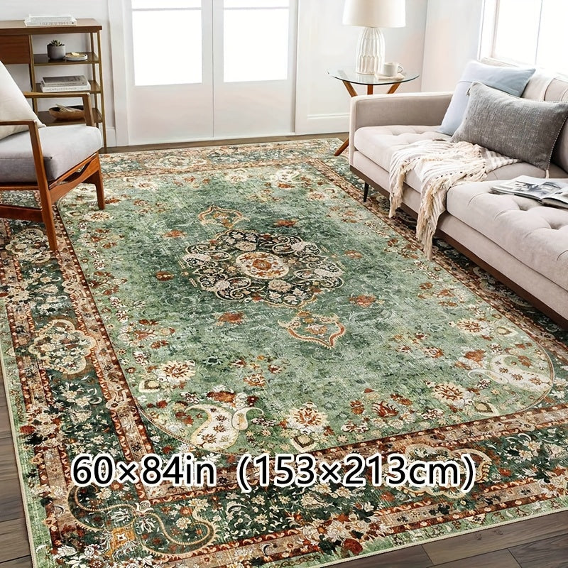 Boho Cashmere-Feel Area Rug Large Washable for Living Room & Dining Room – Soft Anti-Slip Bohemian Carpet for Bedroom & Office, 2 Sizes