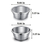 Stainless Steel Colander & Mixing Bowl Set – 304 Food-Grade Stackable Strainer Bowl for Washing Vegetables, Fruit & Rice, Dishwasher Safe Kitchen Colander, 7.09" or 11.02" Bowl + Sieve