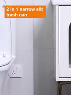 Wall-Mounted Odor-Sealing Trash Can with Lid – Space-Saving Rectangular Plastic Waste Bin, No Power Needed, Minimalist Design for Bathroom, Bedroom, Office & Dorm, Easy to Clean