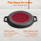 Pre-Seasoned Cast Iron Skillet 14 Inch Dual Loop Handles Nonstick Pizza Pan BBQ Pancake Griddle Oven Stovetop Grill Campfire Safe Even Heating