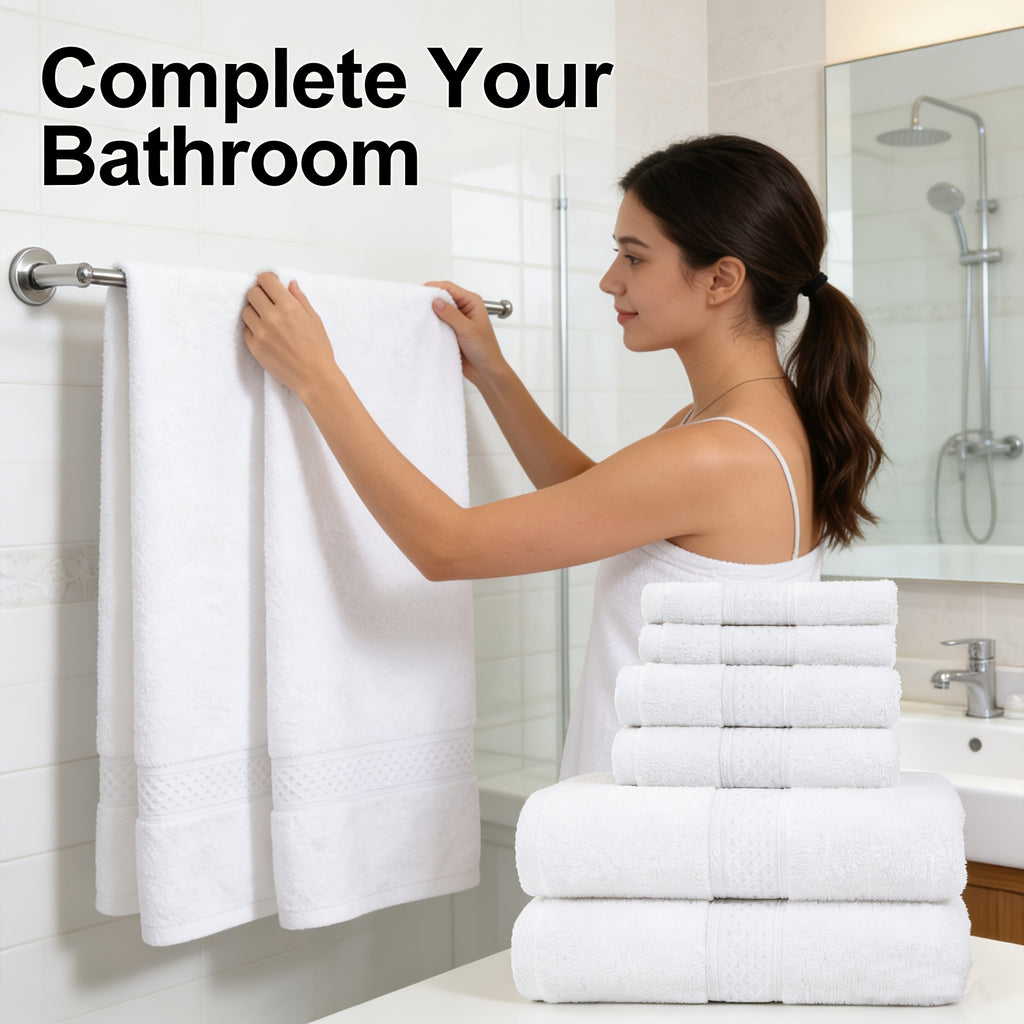100% Cotton Bath Towel Set 12 & 24 Piece – 450 GSM Soft Absorbent Towels with Bath Towels, Hand Towels & Washcloths | Spa Quality for Home, Travel & Gifts