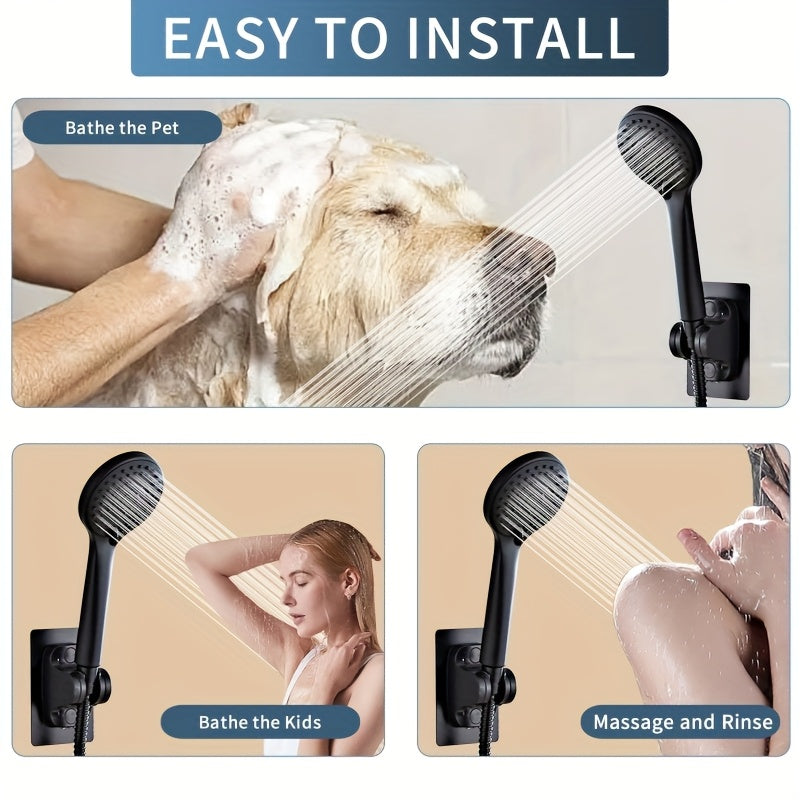 3-Way Rain Shower Head System Dual Heads with Handheld Spray High Pressure Extension Arm 8 10 12 Inch Black Chrome
