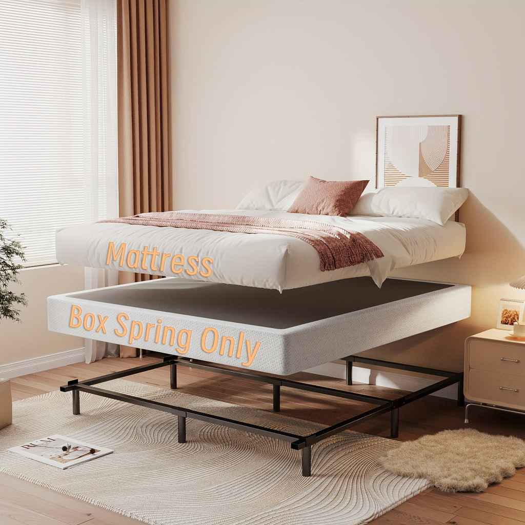 5" High Profile Box Spring with Cover | Heavy Duty Reinforced Steel, Quiet Noise-Free, Easy Assembly – Twin XL Mattress Foundation