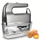 Electric Hand Mixer 6-Speed & Turbo – 5 Stainless Steel Accessories, Snap-On Storage Case | For Cookies, Cakes, Dough & Batters | White & Silver