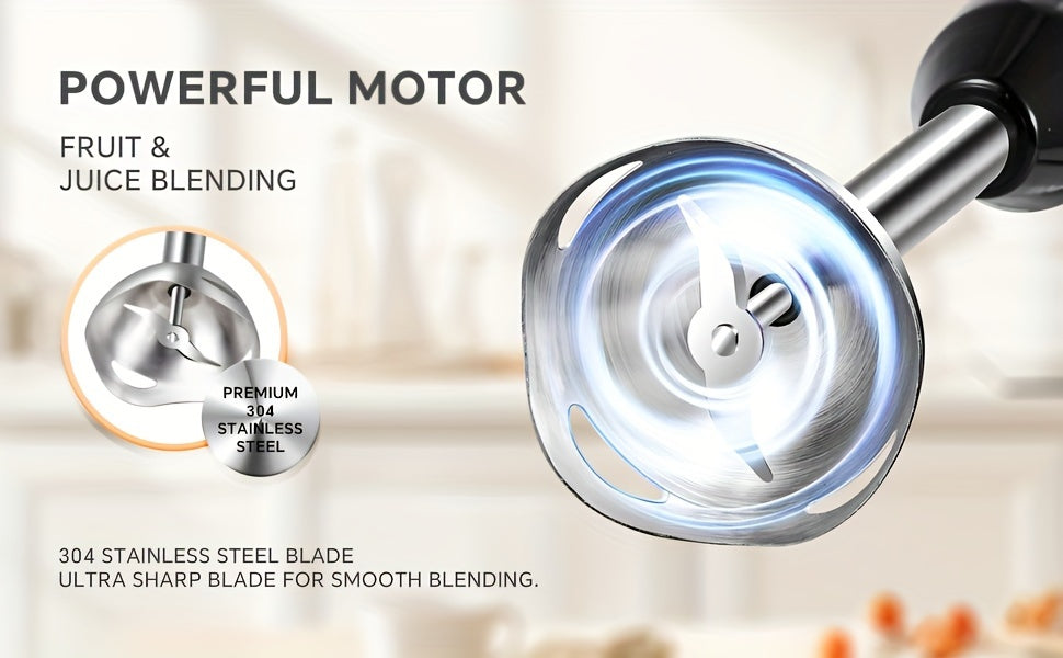 400W Immersion Hand Blender Stick Mixer with 304 Stainless Steel Blades, 2 Speeds & Turbo Mode, Detachable Base – 5-in-1 Set Available, Perfect for Soups, Smoothies, Purees & Baby Food