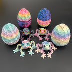3D Printed Rose Frog & Rose Egg Statue Ornaments Set of 4 – Multicolor Desktop Decoration Figurines for Home Office Party Car Display, Unique Gift for Friends & Family, Random Color