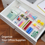 60-Piece Drawer Divider Organizer Set 4 Sizes Clear Plastic Storage Bins for Desk Office Drawer Kitchen Bathroom – Versatile Tray Organizers for Home Office Craft Supply Organization