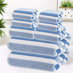 8-Piece Hotel-Quality Striped Bath Towel Set – Lint-Free Super Absorbent Two-Color Towels | 2 Large Bath Towels, 2 Medium Bath Towels & 4 Washcloths
