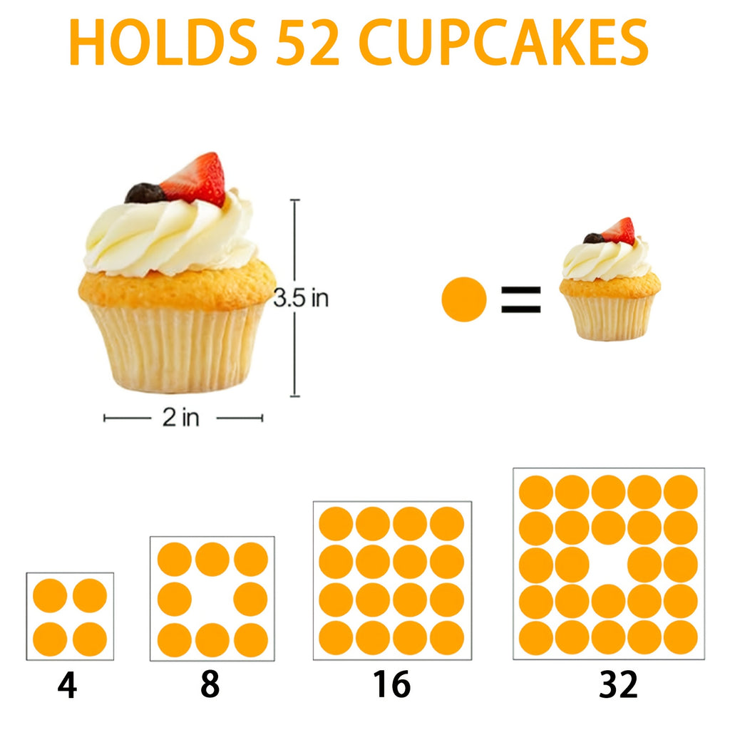 4-Tier Square Acrylic Cupcake Stand with LED Light Strip Holds 52 Cupcakes Dessert Display Tower for Weddings Birthdays Christmas Parties Graduations