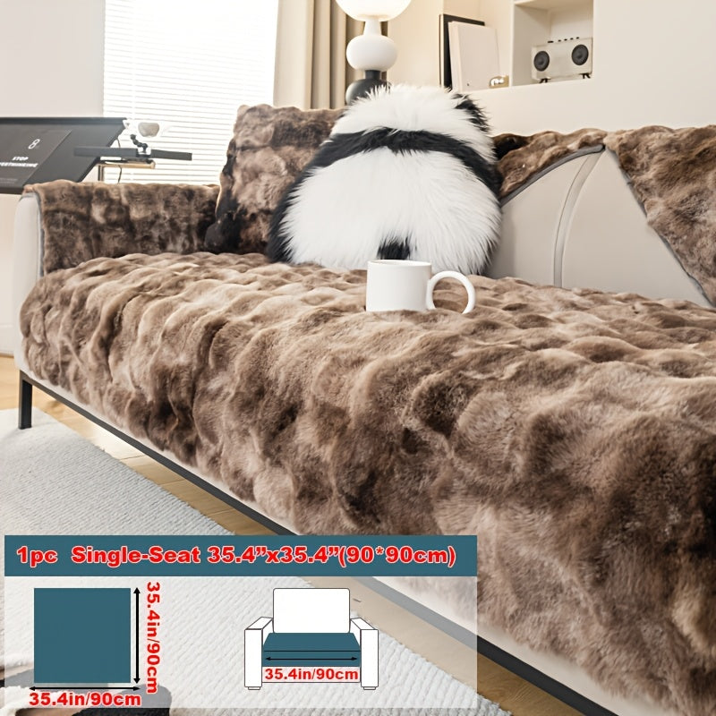 Plush Gradient Velvet Sofa Cover 450-500gsm Super Soft Warm Winter Pet Friendly Non-Slip Machine Washable Modern Style 1 2 3 4 Seater Living Room Couch Protector