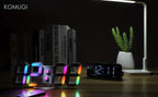 RGB Neon LED Digital Wall Clock 9.7" Large Display with Remote Control – 3D Aesthetic Alarm Clock, Adjustable Brightness, Date & Temperature Display for Bedroom, Living Room, Office, Gym