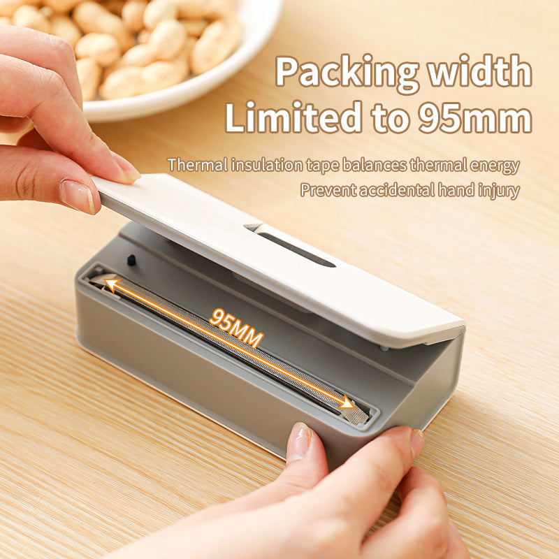 Mini Bag Sealer USB Rechargeable with Built-In Cutter, 6-Level Heat Portable Food Sealer for Chips, Snacks, Fruits & Veggies — Compact Kitchen & Picnic Gadget, White & Blue