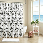 Bow Tie Ruffle Shower Curtain Vintage Handcrafted - Waterfall Ruched Fabric Bath Curtain with Hooks, Quick Dry Machine Washable, Farmhouse Romantic Decor, Multiple Sizes & Colors