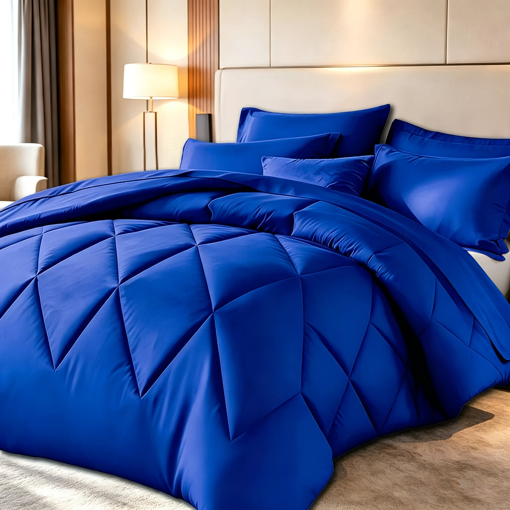 Diamond Pattern Quilt Set 2/3 Piece – Solid Color Lightweight Breathable Ultra-Fine Fiber Comforter with Pillowcases, Soft Easy Care Bedding for Bedroom & Guest Room