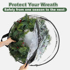 Transparent Wreath Storage Bags Heavy Duty PVC – 24 & 30 Inch Christmas Garland Protector Bags with Handles, 2 or 4 Pack, Seasonal Holiday Wreath Organizer