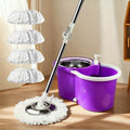 Spin Mop and Bucket Set with Wringer, 360° Dual-Drive Wringing System, 3 Microfiber Mop Heads for Hardwood Tile Marble Laminate Floor Cleaning