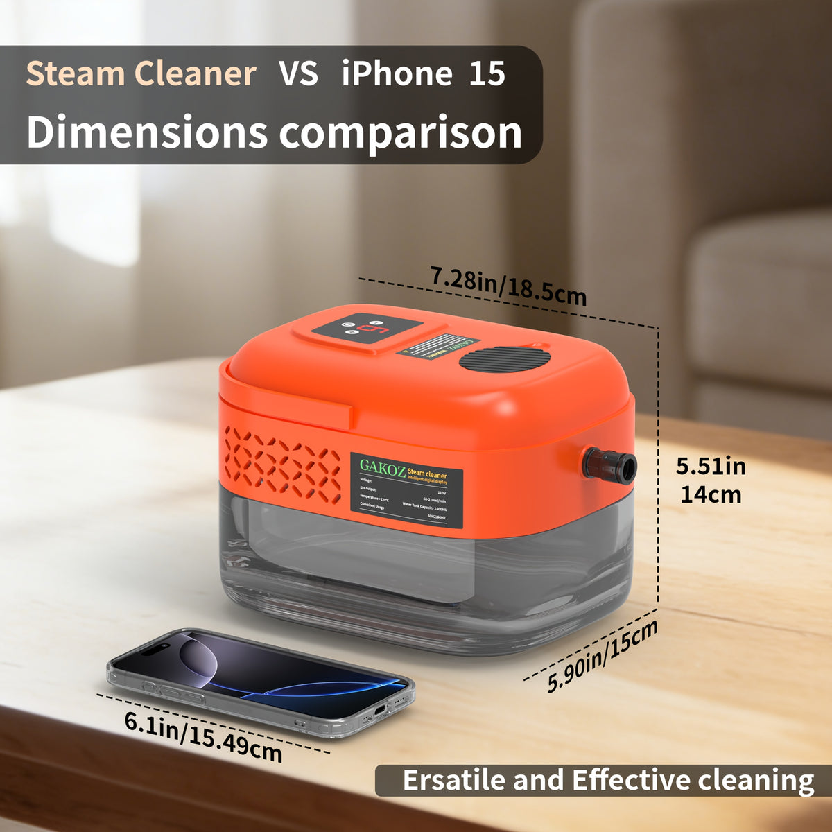 Handheld High Pressure Steam Cleaner High Temperature Portable Steam Mop LCD Display Gear Control 40oz Tank for Kitchen Carpet Sofa Upholstery