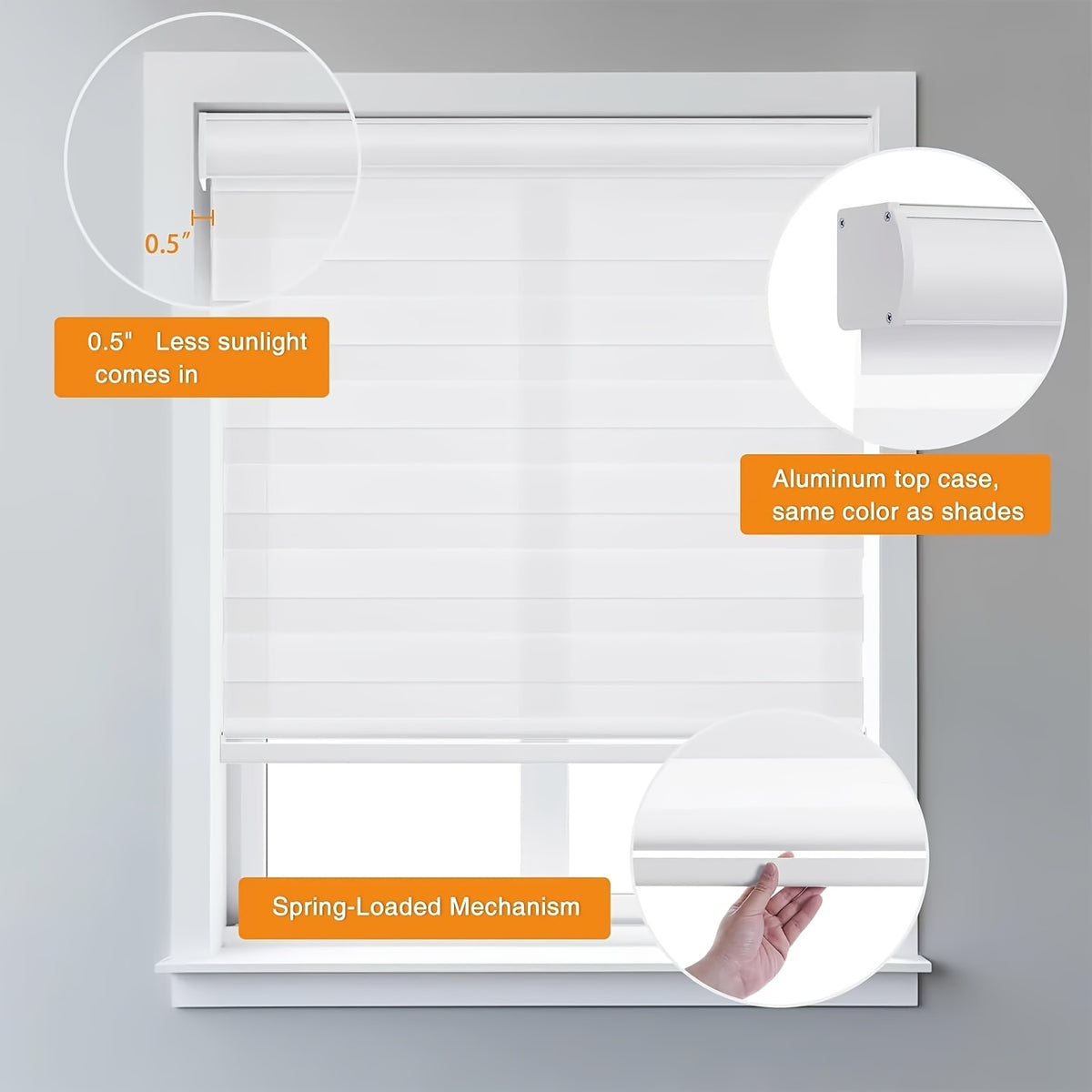 Cordless Zebra Blinds Day Night Dual Layer Window Shades for Home & Office – Free Stop Light Control, Easy Install, 4 Colors & Custom Widths