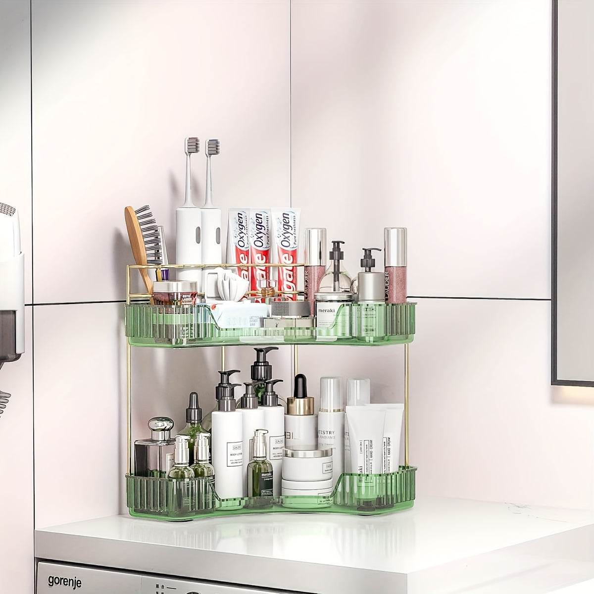 Corner Shower Shelf Bathroom Organizer with 2 or 3 Tiers - Space Saving Corner Storage Rack for Cosmetics, Toothbrush & Toiletries, Lightweight Caddy for Bathroom, Bedroom & Kitchen