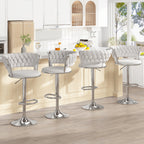 Bar Stools Set of 2 or 4 Adjustable Height Metal Leg Upholstered Counter Chairs for Kitchen Island Bar Living Room Dining Room – Glam Style