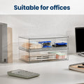 Clear Stackable Acrylic Storage Drawers 2-Pack 7.5"D x 12.1"W x 3.5"H, Transparent Plastic Organizer Bins for Desk Drawer Nightstand – BPA-Free Desktop Storage for Home Office Makeup Supplies