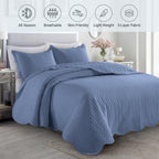 Microfiber Quilt Bedspread Set All Season Lightweight – Soft Breathable Quilted Coverlet Twin Full Queen King 16 Colors Machine Washable
