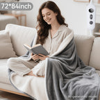 Electric Heated Blanket Soft Flannel 10 Temperature Levels Dual Control – PTC+NTC Overheat Protection, Machine Washable, for Couples Bedroom & Winter Home Use