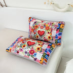 Floral Quilt Set 2 or 3 Piece – Colorful Flowers & Plants Quilted Bedspread with Pillowcases, Soft Breathable Hypoallergenic Machine Washable Bed Cover Twin Queen King