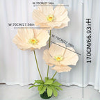 Giant Artificial Paper Peony Flowers Set of 3 – Large Paper Craft Floral Arrangements with Base Stems for Wedding, Birthday Party, Home Decor & Window Display