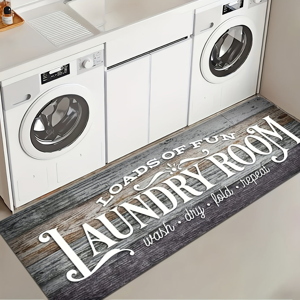 Non-Slip Runner Rug Washable Machine Wash Kitchen Mat Laundry Room | Front of Washer Dryer Bathroom Hallway Porch Floor Mat – White Blue Green Black Red, 45x120 & 45x150cm Easy Care