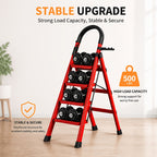 Heavy-Duty Folding Step Ladder 2 3 4 5 Step 500 Lbs Capacity Non-Slip Lightweight Portable Plastic Stepladder for Home and Industrial Use