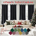 Blackout Velvet Curtains 4 Panels - Thermal Insulated Grommet Drapes, Noise Reducing Soft Window Curtains for Living Room Bedroom, Multiple Sizes & Colors